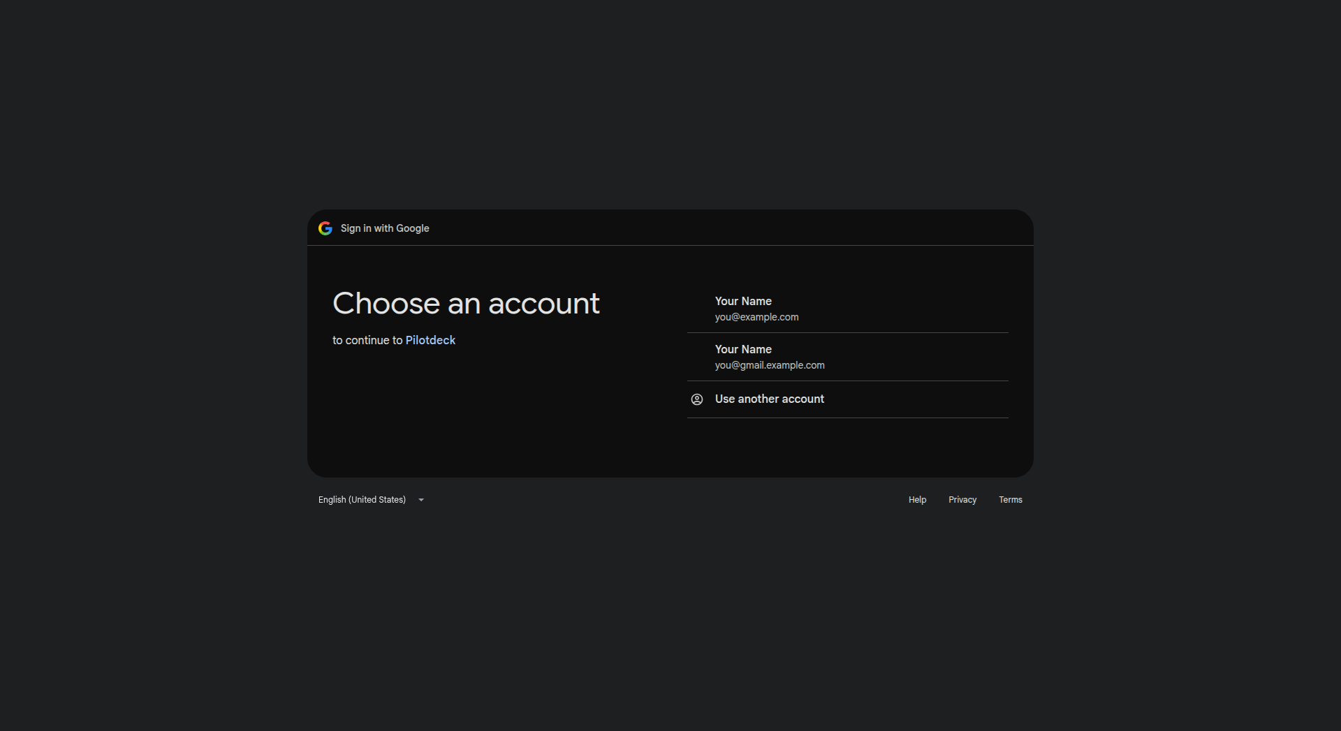 Google account chooser listing two accounts